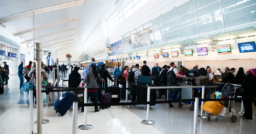 People standing in Dallas/Fort Worth Airport.