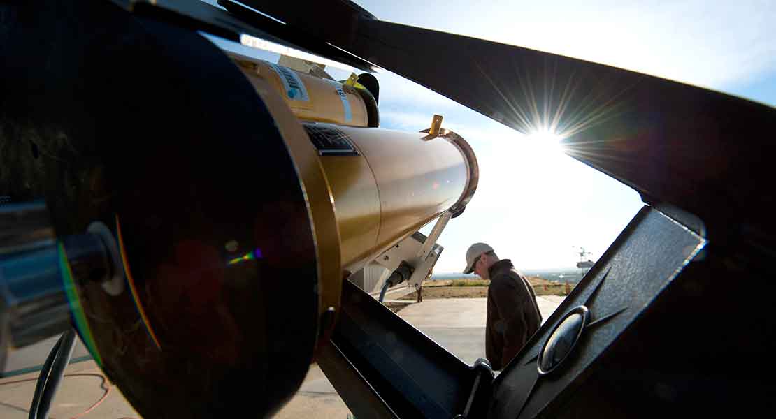 Photo of a radiometer taking solar measurements