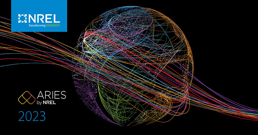 Digitized image of the world with colored lines flowing into it and connecting between dots all around it.