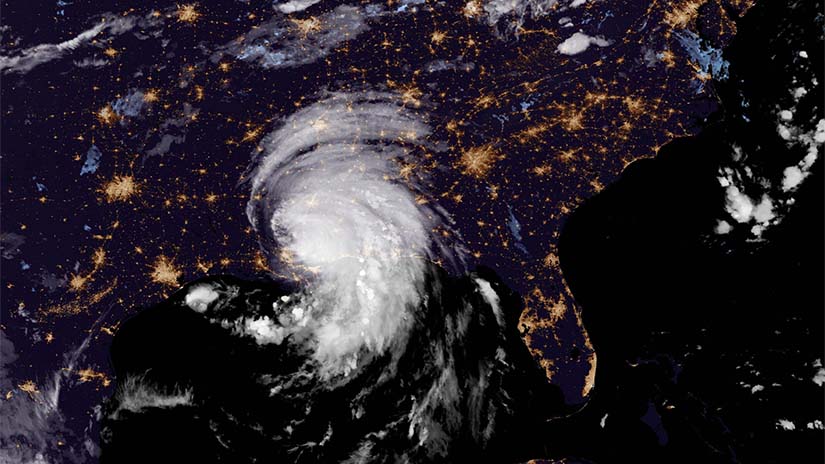 Hurricane over earth as viewed from space