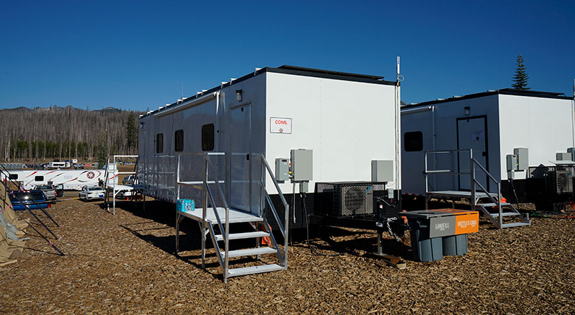 Office trailers in a fire camp