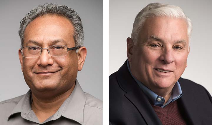 Headshot photos of David Narang, left, and Richard DeBlasio, right.