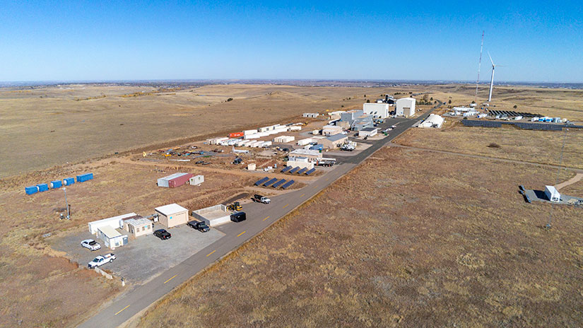 An aerial view of the Flatirons Campus