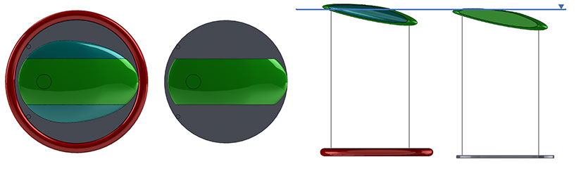 Top and side view of illustrated testing platform