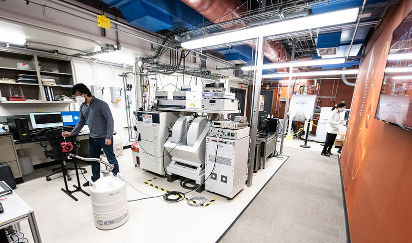 A researcher in a lab. 