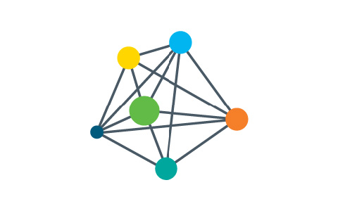 Illustration of molecules connected together in a star-shaped pattern.