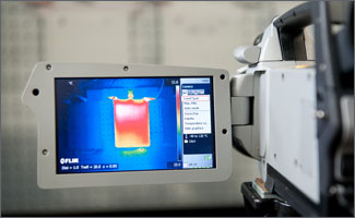 Photo of a small screen showing a thermal image.