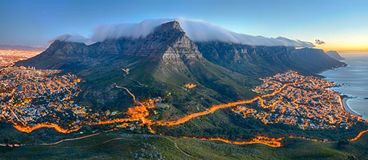 An aerial photo of a South African city.