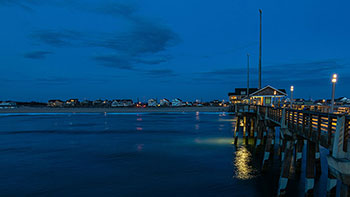Early morning light falls on Jennette’s Pier in North Carolina’s Outer Banks.